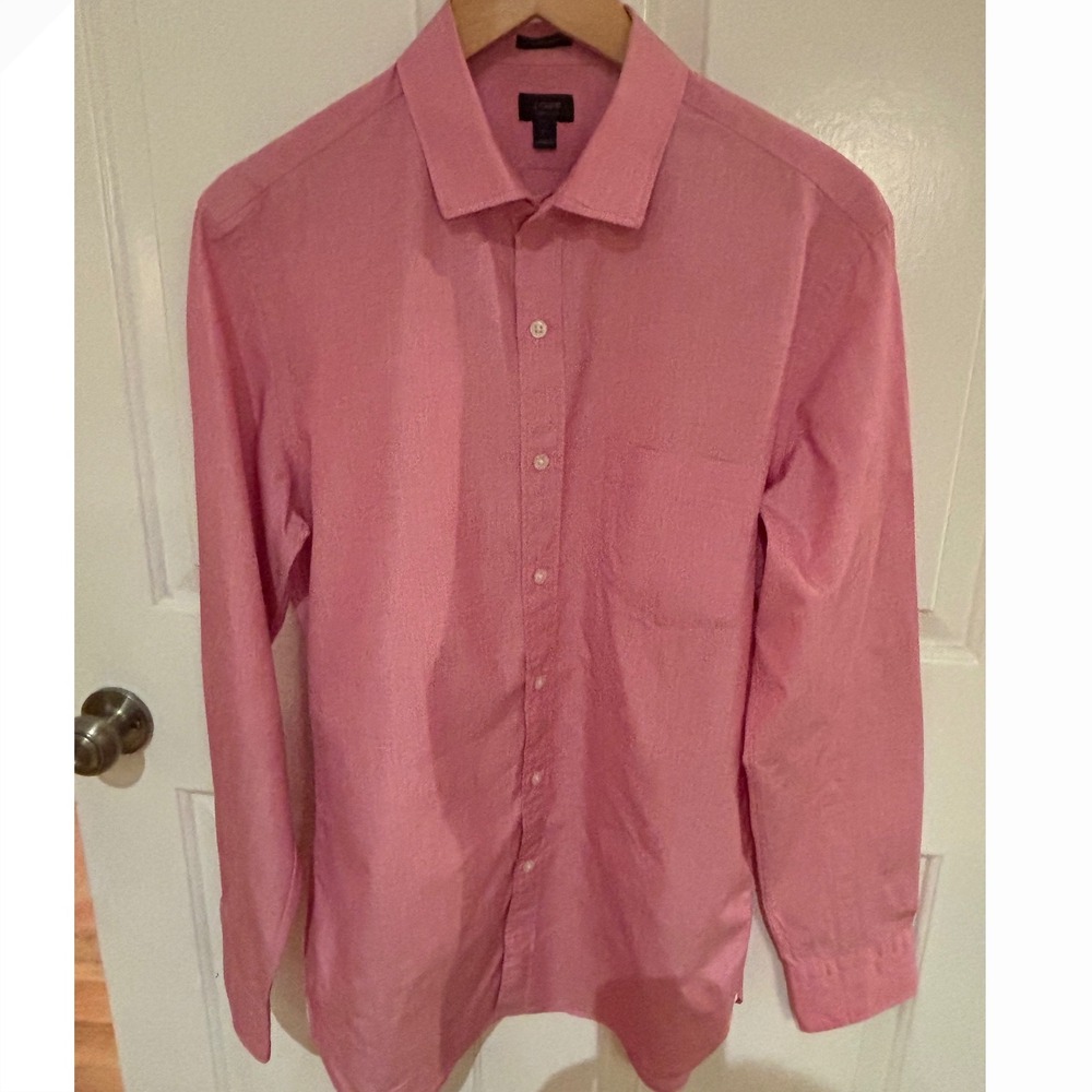 J.Crew Ludlow Dress Shirt Mens Light Red Cotton Long Sleeve Button Up ~ SZ L